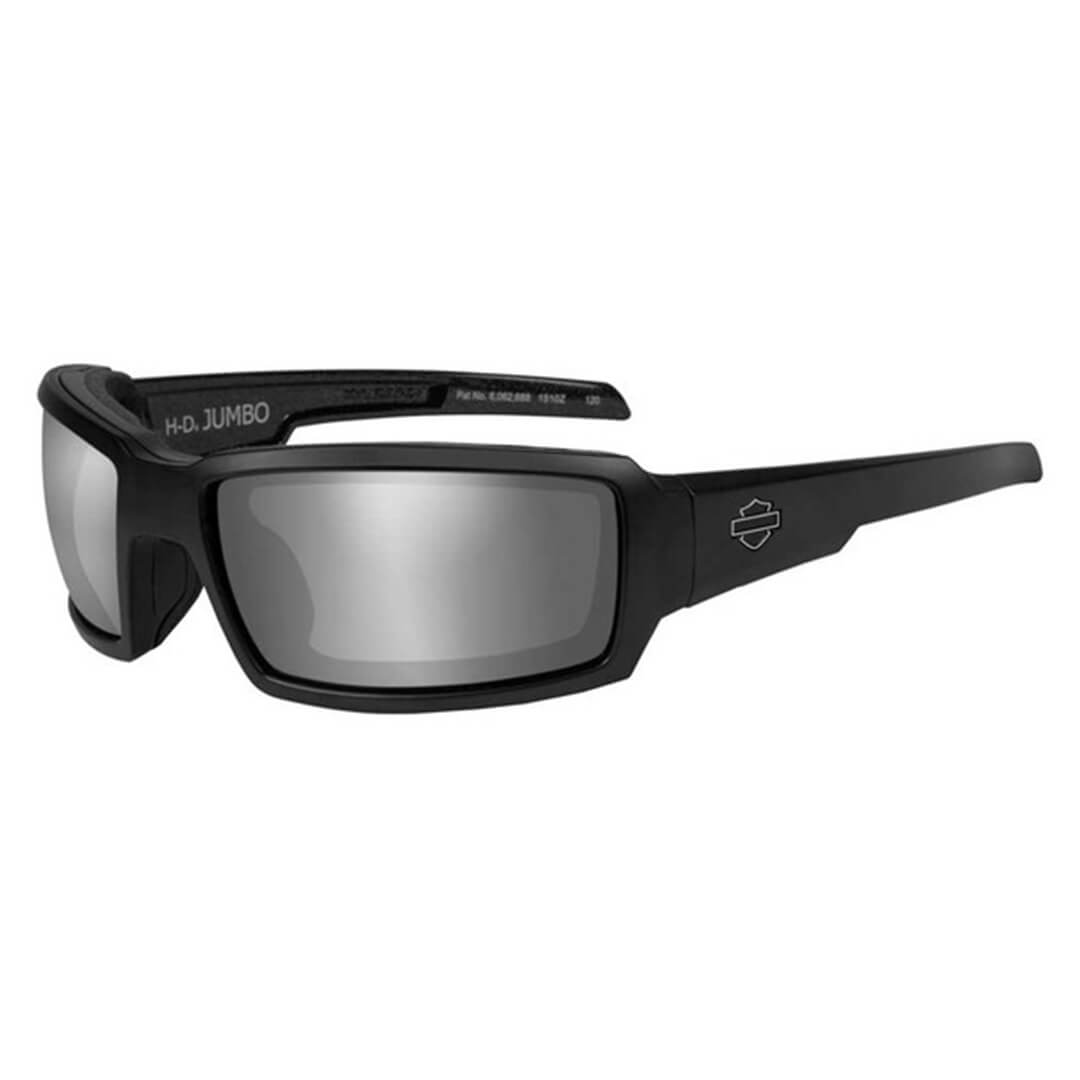 Men’s Jumbo Sunglasses, Silver Flash Lens / Black Frame Harley