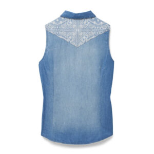 Women's Liberty Bell Sleeveless Denim Shirt - Image 2