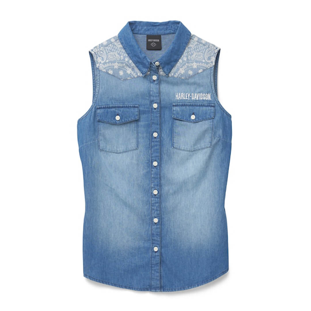 Buy Roadster Fast And Furious Blue Denim Sleeveless Casual Shirt - Shirts  for Women 1754338 | Myntra