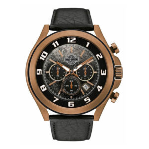 Men's Six-Hand Chronograph Watch, Amber Plated Finish - Image 1