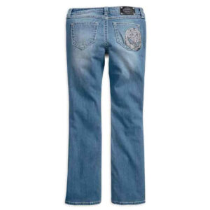 Women's Boot Cut Embellished Skull Low-Rise Jeans - Image 2