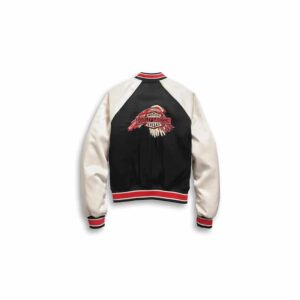 Women's Embroidered Satin Bomber Jacket - Image 3