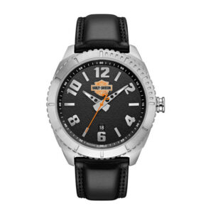 Men's B&S Grained Leather & Stainless Steel Watch - Image 1
