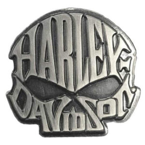 1 in. Willie G. Skull Text Pin, Antique Silver Finish - Image 1