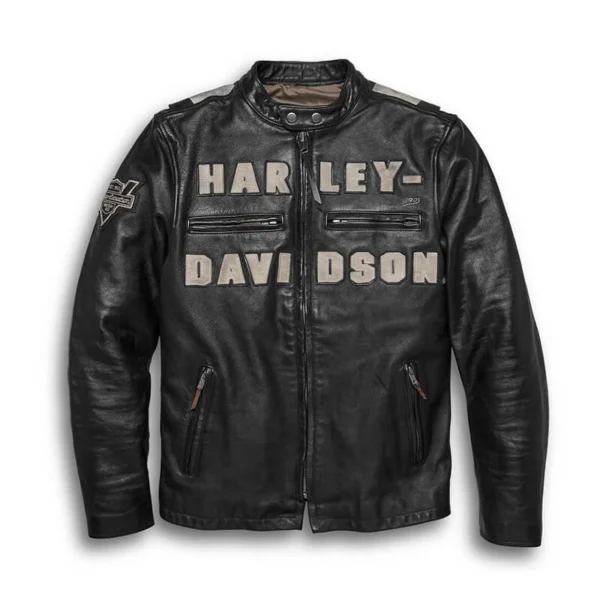 Men's Vintage Race-Inspired Leather Jacket | 97000-20VM