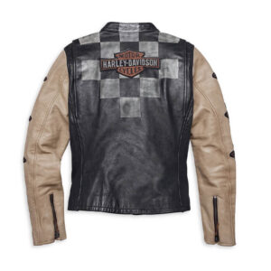 Women's Vintage Race-Inspired Leather Jacket - Image 2
