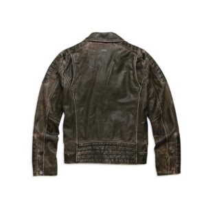 Men's Distressed Leather Biker Jacket - Image 2