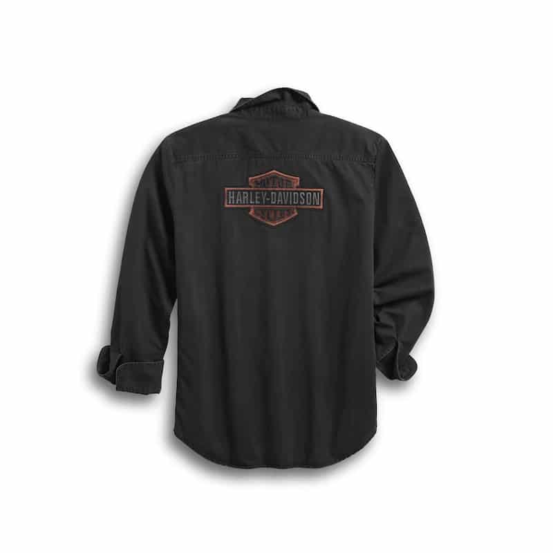 Men's Logo Patch Slim Fit Long Sleeve Shirt, Black HarleyDavidson
