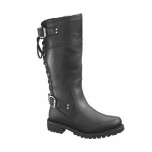 Women's Alexa Back Lace Black Leather Motorcycle Boots - Image 3