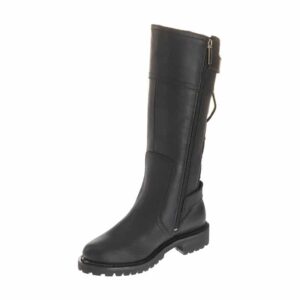 Women's Alexa Back Lace Black Leather Motorcycle Boots - Image 2