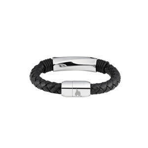Leather Bracelet W S/Steel - Image 1