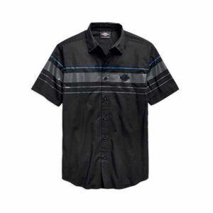 Men's Stripe Logo Short Sleeve Woven Shirt - Image 1