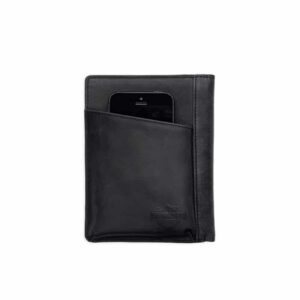 Men's Black Label Debossed Leather Phone Wallet - Black - Image 2