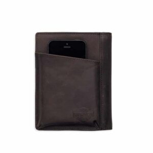 Men's Black Label Debossed Leather Phone Wallet - Brown - Image 2