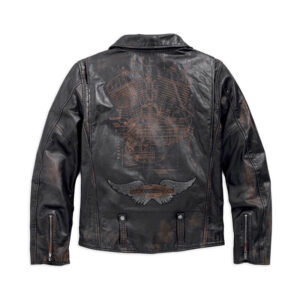 Men's Master Distressed Slim Fit Leather Biker Jacket - Image 2
