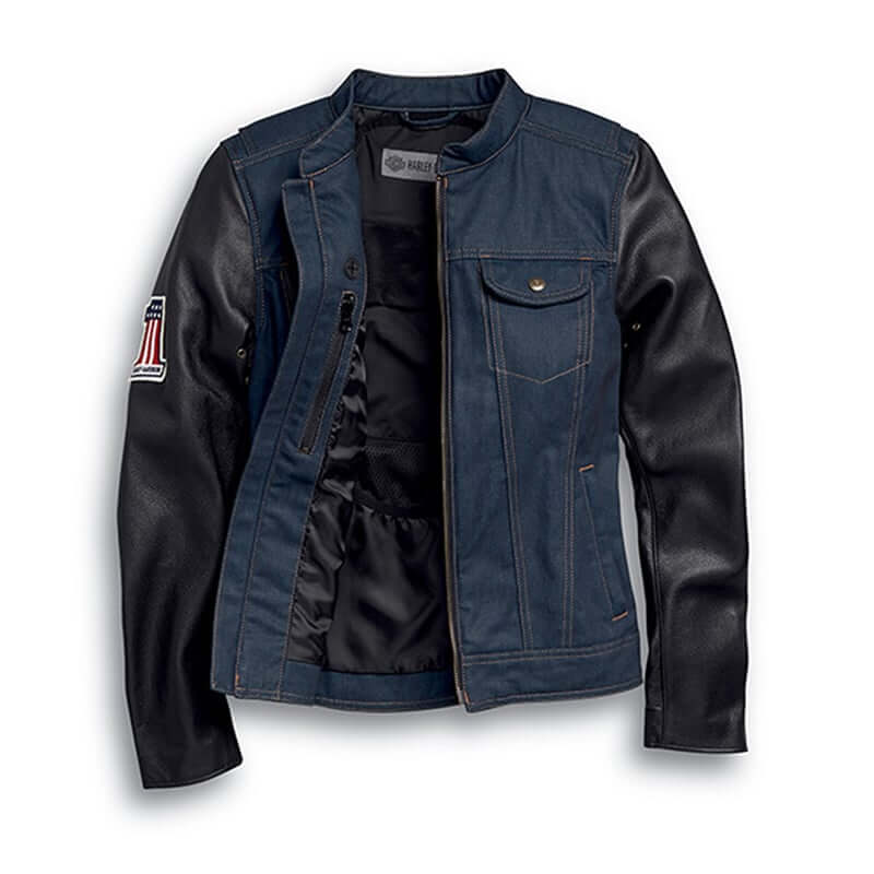 Denim jacket Dsquared2  Denim jacket with leather sleeves   S74AM1011S30342470