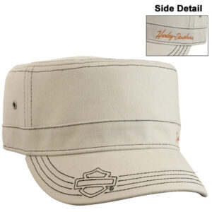 Women's Embroidered H-D Burst Painter's Cap, Stone - Image 1