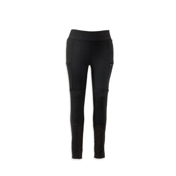 Black Women's Casual Leggings - Distressed Color Logo - Mid Thigh