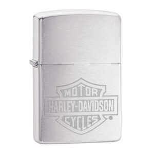 Harley-Davidson® bar and shield logo. Engraved on a Brushed Chrome lighter. - Image 1