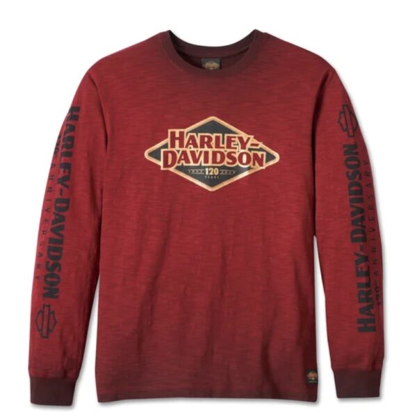 Men's 120th Anniversary Long Sleeve Tee – Merlot | Harley-Davidson