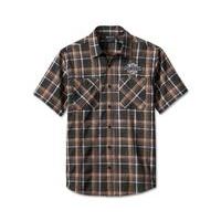 SHIRT-WOVEN,TAN PLAID