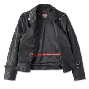 Women's 120th Anniversary D-Pocket Biker Leather Jacket - Black - Image 3