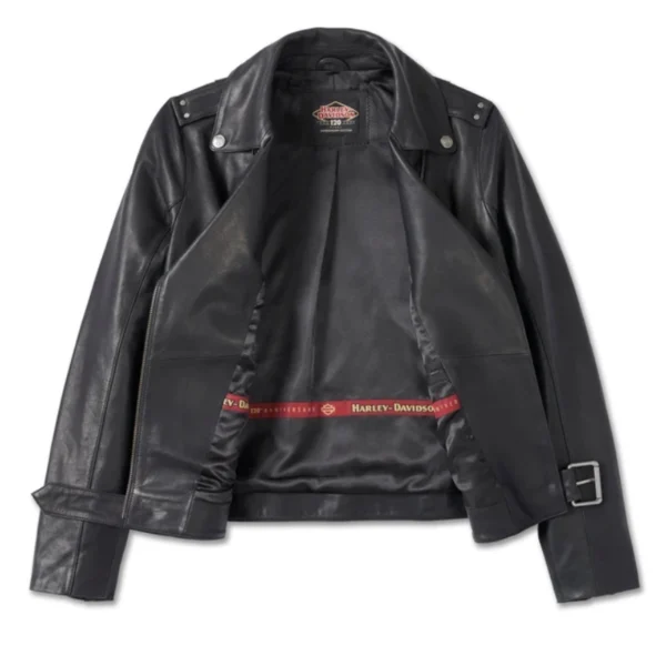 Women's 120th Anniversary D-Pocket Biker Leather Jacket – Black
