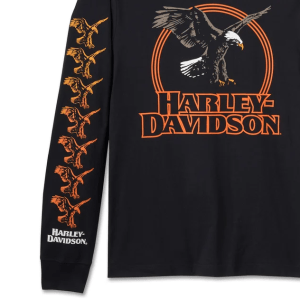 Men's Rising Eagle Long Sleeve Tee - Harley Black - Image 3