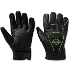 Men's Ovation Waterproof Leather Gloves - Black Beauty & Wild Lime