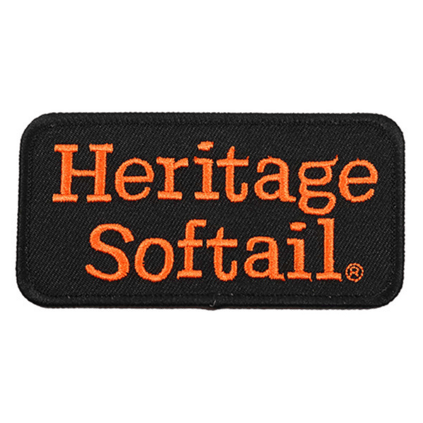 thumbnail image 2 of Harley Davidson Vest Harley-Davidson Heritage Softail Embroidered Patch - 4" X 2" (Black/Orange) Harley Davidson Patch 2 of 11