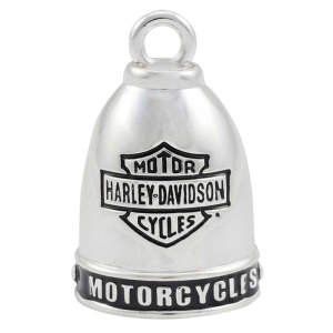 Motorcycle H-D Classic Bar & Shield Ride Bell - Black On Silver