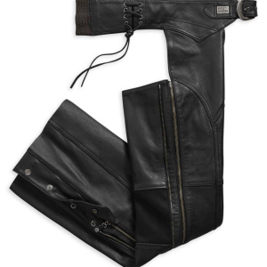 Women's Deluxe II Midweight Leather Chaps, Black - Image 1