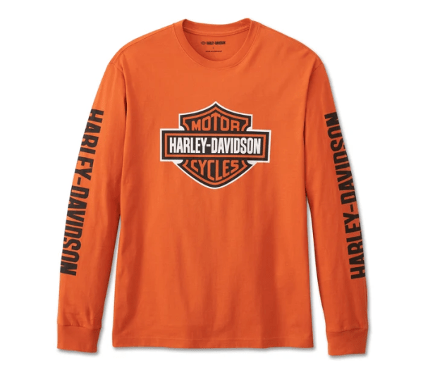 Men's Bar & Shield Long Sleeve Tee – Vintage Orange |