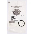 White plastic bag with a black circular logo, barcode, and printed text on it.