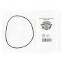 Oval gasket outline next to a certification badge and barcode, on a plain background