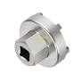 Metal circular panel-mount electrical connector with a square receptacle opening