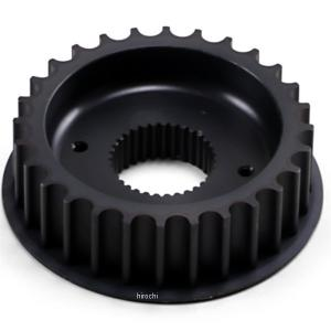 Black gear wheel with external teeth and a splined inner bore.