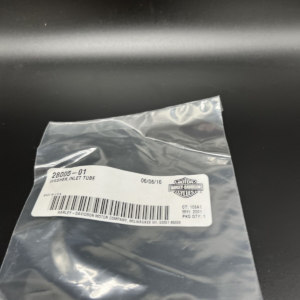 Clear plastic bag labeled Harley-Davidson washer inlet tube, part number 28005-01, dated 06/06/16.