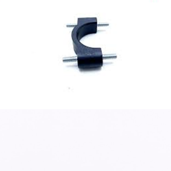 C-shaped pipe clamp with two threaded bolts on either side