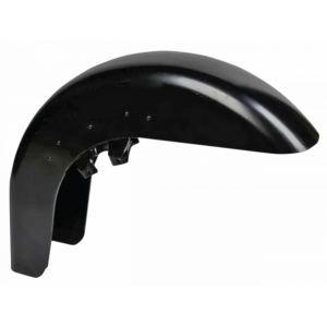 Black curved plastic fender with bolt-on mounting brackets, likely for a bicycle or motorcycle.