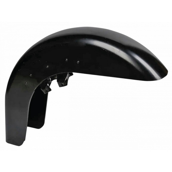 Black curved plastic fender with bolt-on mounting brackets, likely for a bicycle or motorcycle.