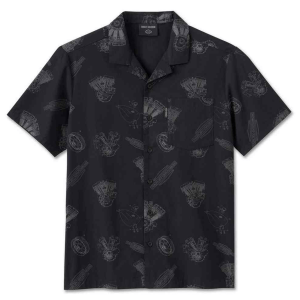 Men's Engine Aloha Short Sleeve Shirt – Black