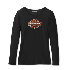 Women's Bar & Shield Long Sleeve Pajama Set - Harley Black - Image 3