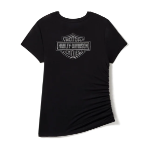 Women's Essential Bling Ruched Short Sleeve Top - Harley Black - Image 3