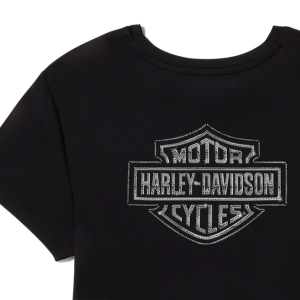 Women's Essential Bling Ruched Short Sleeve Top - Harley Black - Image 4