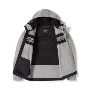 H-D Trenton Deflector 2.0 Hooded Riding Fleece - Colorblock - Billiard Grey & Harley Black - Image 4