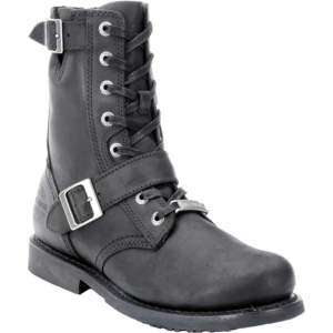 Men's Ranger Black 8-Inch Leather Boots, Side Buckles - Image 3