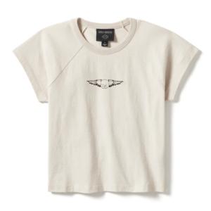 Women's Willie G Wing Skull Sketch Art Baby Doll Tee