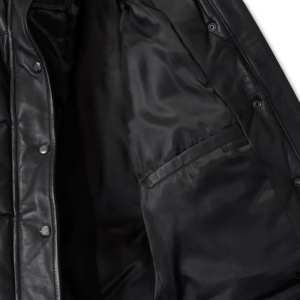 Women's Blacked Out Leather Puffer Jacket - Image 3