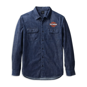 Men's Bar & Shield Denim Shirt - Dark Indigo
